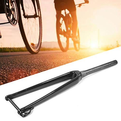 Raguso Carbon Fiber Tapered Front Hard Fork, Bike Front Fork Light Weight Tapered Wind Breaking Design Strong Strength 3K Bright Appearance for Road Bike