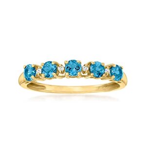 Canaria 0.70 ct. t.w. London Blue Topaz Ring With Diamond Accents in 10kt Yellow Gold. Size 7