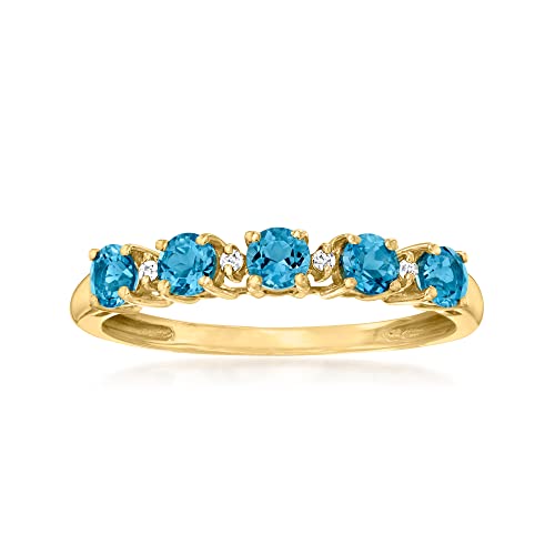 Canaria 0.70 ct. t.w. London Blue Topaz Ring With Diamond Accents in 10kt Yellow Gold. Size 7