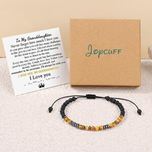 JoycuFF Tigers Eye Morse Code Bracelets For Granddaughter Women Birthday Gifts For Granddaughter From Grandma For Birthday Graduation Christmas Wrap Strand Bracelet Women Jewelry