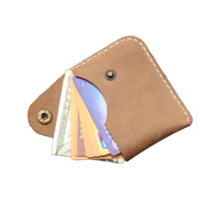 handmade leather slim front pocket ultra-thin simple card bag card case wallet business card holder for women men