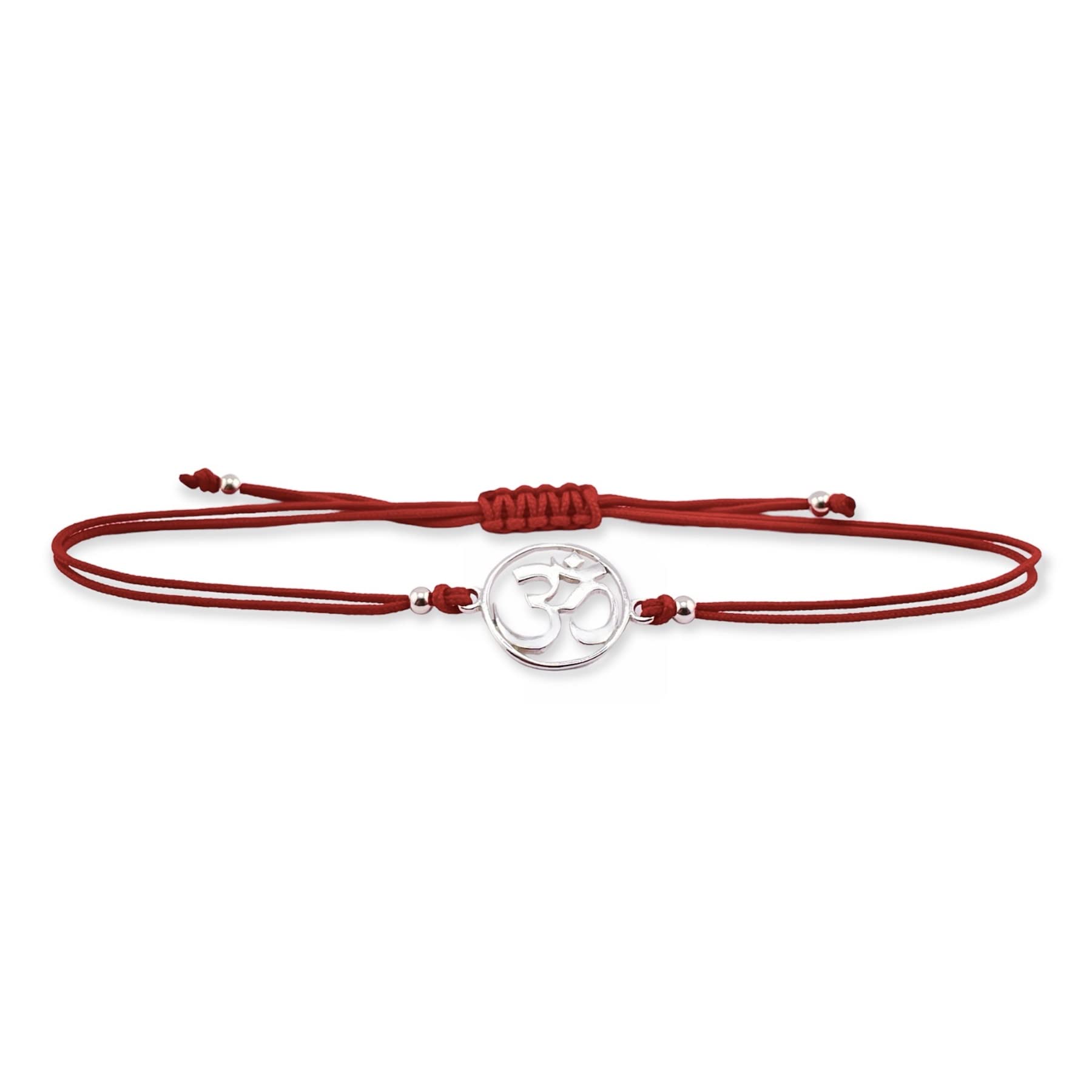 Red String Om Sterling Silver 925 Lucky Cord Adjustable Size Bracelet Thread Wristband Spiritual Yoga Charm Unisex Jewelry