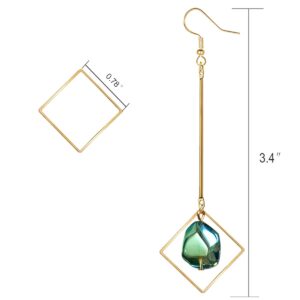 Mismatch Asymmetry Colorful Glass Drop Dangle Earrings-Simplicity Fashion Geometric Abstract Earrings for Women