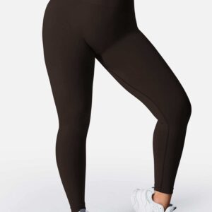 YEOREO Women Seamless Workout Leggings High Waisted Butt Lifting Gym Yoga Pants Brown M