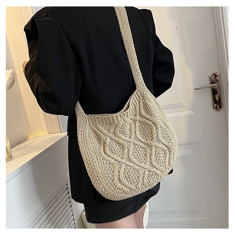 Women's Shoulder Handbags Y2K Fairy Grunge Crochet Tote Bag Aesthetic Hippie Crossbody Bag Alt Purse Accessories (Black)