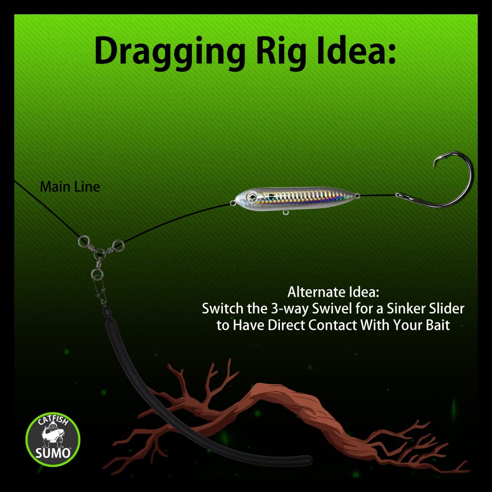 Slip Stick Dragging Weights, No-Snag Sinkers for Dragging, Trolling, Drift, Bottom Bouncing. Curved Flexible Trolling Lead (2oz, 5-Pack)