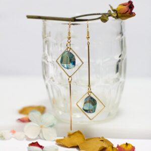 Mismatch Asymmetry Colorful Glass Drop Dangle Earrings-Simplicity Fashion Geometric Abstract Earrings for Women