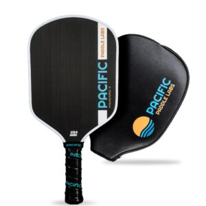 PACIFIC PADDLE LABS Pipeline Force 16 Pickleball Paddle, Raw Carbon Fiber, 16MM, Supra Foam Lined Edge, Reinforced Carbon Sidewall,USAPA Approved, GrindIT Grit Texture, Includes Paddle Cover