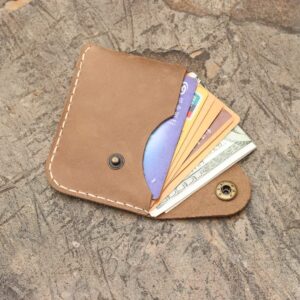 Handmade Leather slim Front Pocket Ultra-thin Simple Card Bag Card case Wallet business card holder for women men