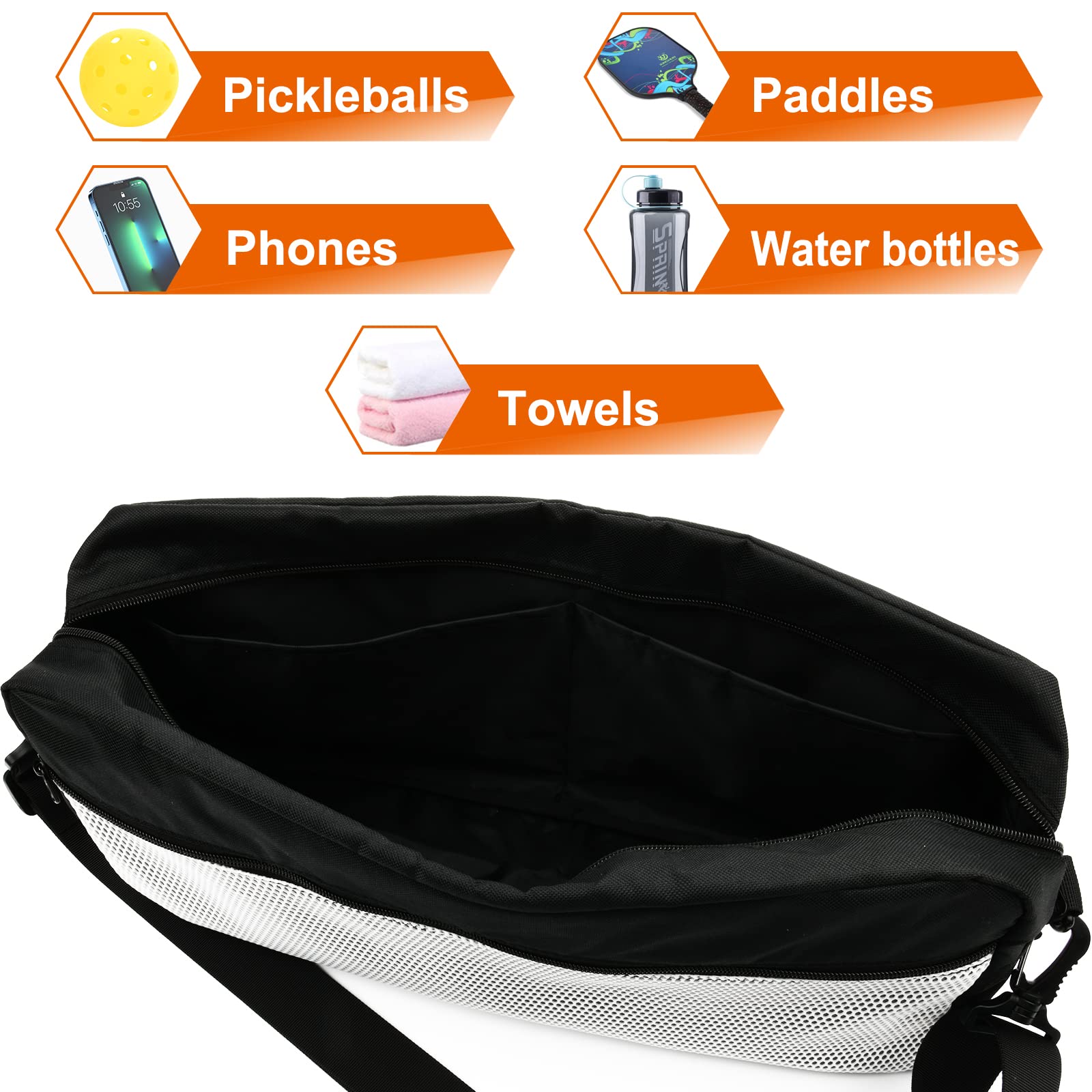 Cosmos Pickleball Bag Men Women Pickleball Sling Bag Pickleball Paddles and Balls Storage Bag, Pickleball Equipment Carrying Bag Gym Bag with Adjustable Shoulder Strap, Durable Zipper and Mesh Pocket