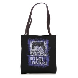 gamer at play do not disturb, cool novelty gaming gift tote bag