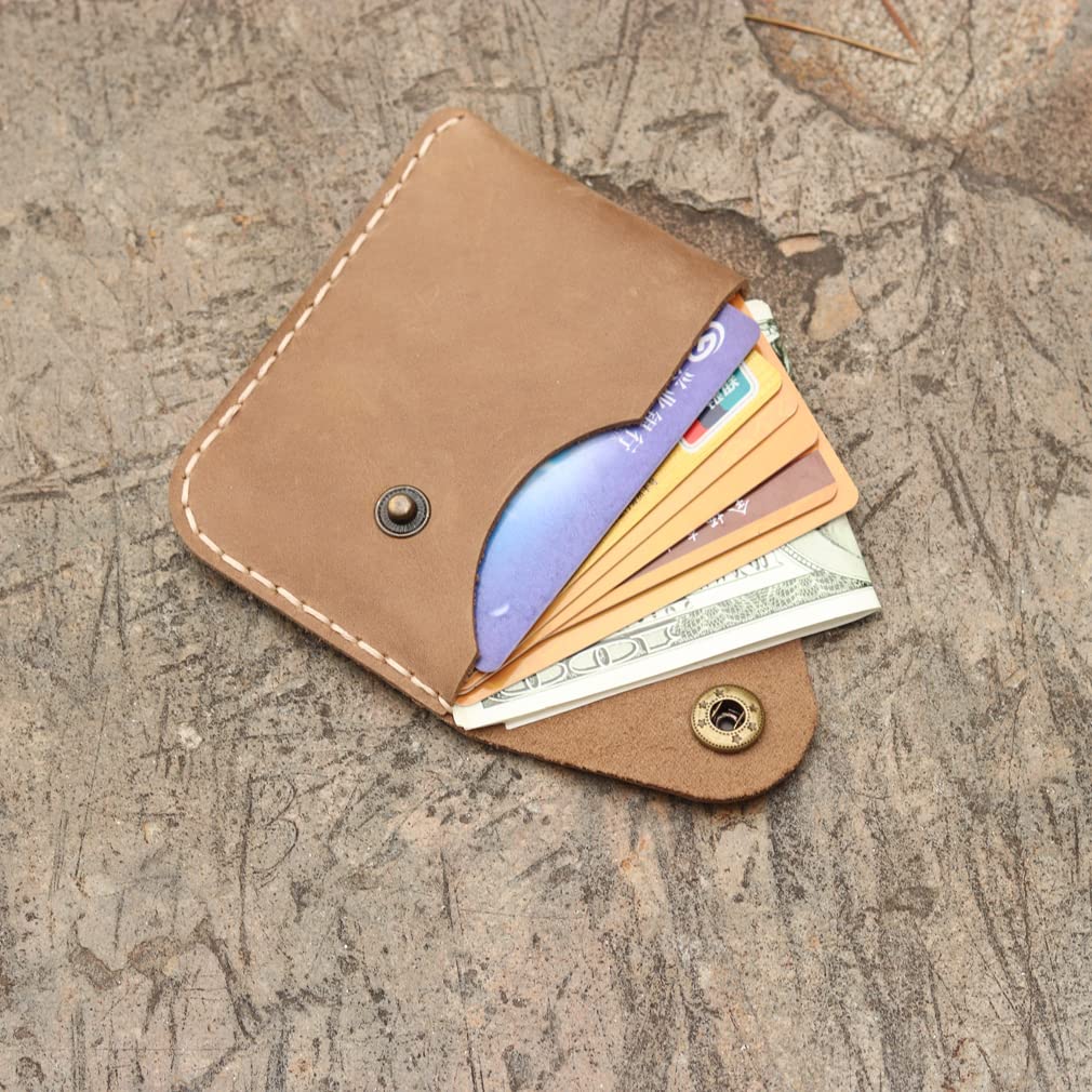 Handmade Leather slim Front Pocket Ultra-thin Simple Card Bag Card case Wallet business card holder for women men