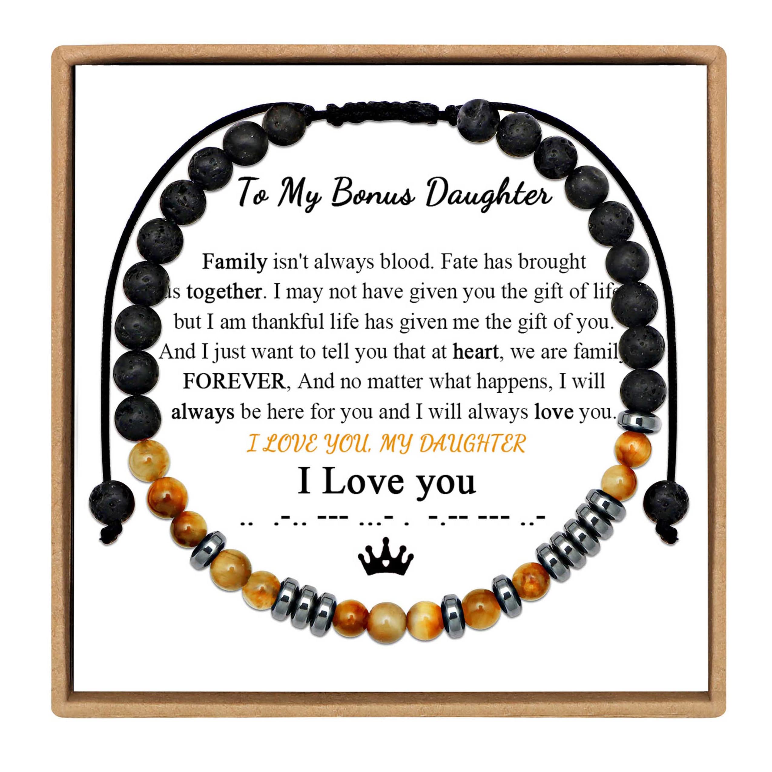 JoycuFF To My Daughter Morse Code Bracelet For Women Daughter Gifts From Mom For Birthday Graduation Christmas Wedding Gift Tiger Eye Bracelet Women Gifts For Daughter Jewelry