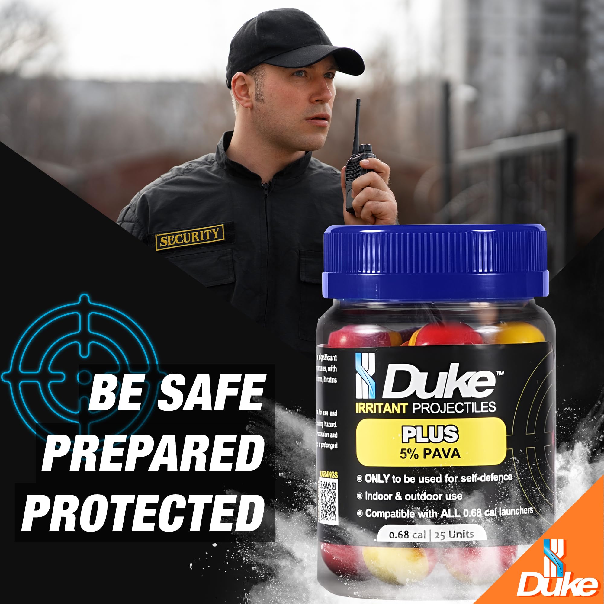 Duke Plus 68 Caliber Self Defense Balls - Non Lethal 68 Cal Ammo, Pepper Spray Paintballs, Pepper Spray Ammo, Defense Spray Projectile, Pepperspray Rounds, Pepper Gas Spray Rounds - 25 Count - 5% PAVA