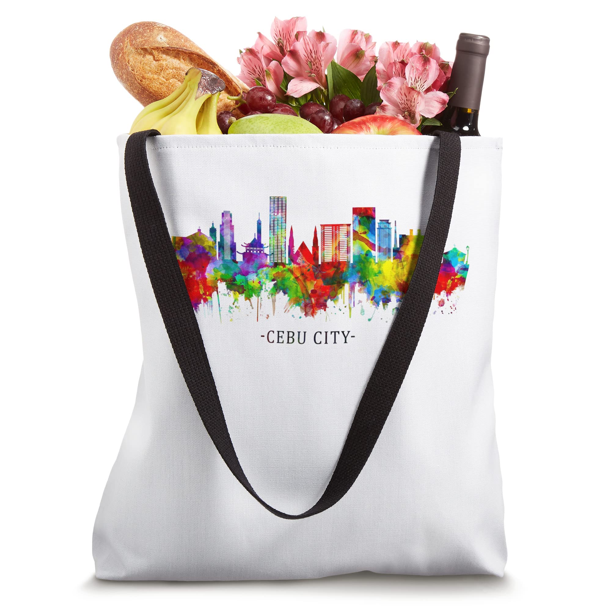 City Watercolor Skyline Home State Souvenir Cebu City Tote Bag