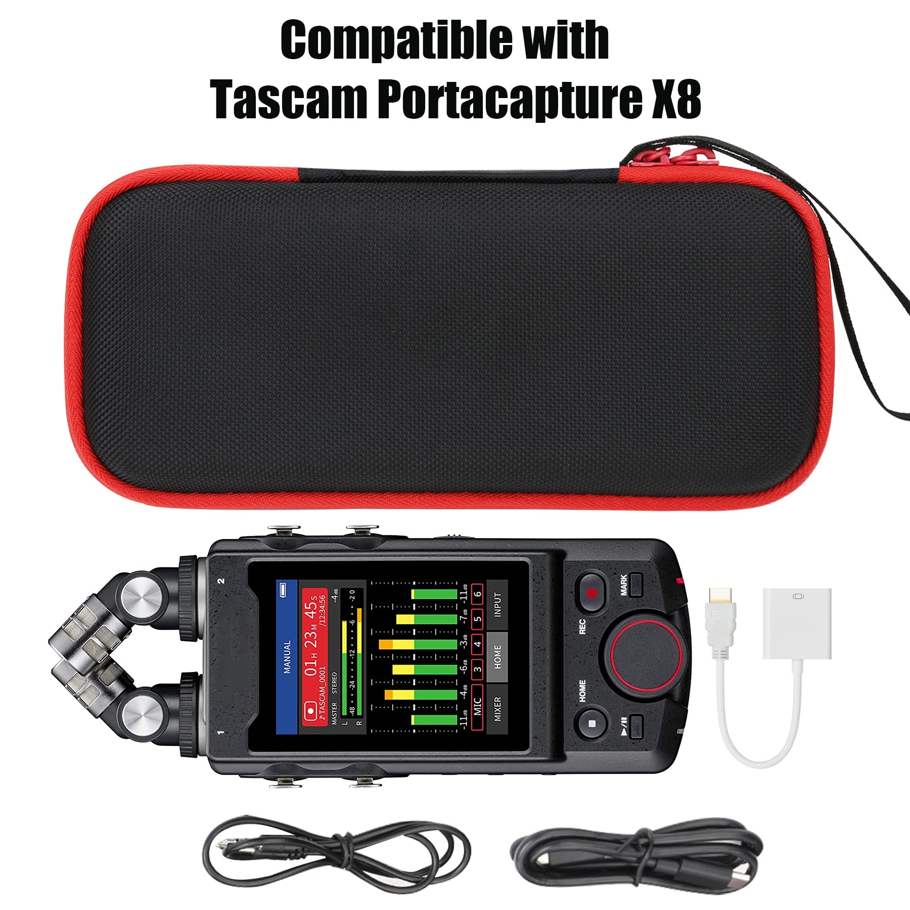 co2CREA Hard Case compatible with Tascam Portacapture X8 High Resolution Adaptive Multi-Track Recorder