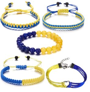 pingyongchang hand woven bracelets ukrainian flag style jewelry handmade for men, women -5pcs 2