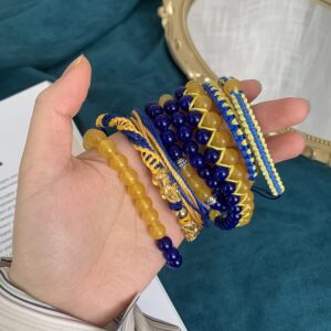 Pingyongchang Hand woven bracelets Ukrainian flag style jewelry handmade for men, women -5pcs 2