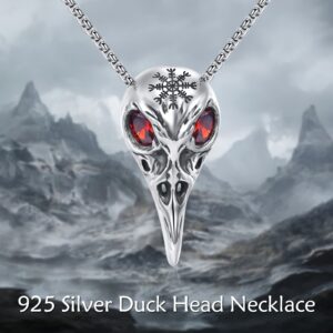 YFN Raven Skull Necklace Sterling Silver Vegvisir Norse Talisman Pendant Viking Jewelry Witch Gothic Gifts for Women Men