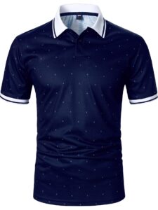 floerns men's all over print golf shirt short sleeve collar neck polo shirt navy blue s