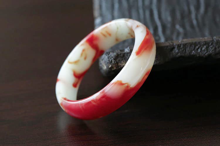 Natural Gobi Chicken Blood Jade Bangle, Protection Gemstone Brings Good Luck and Fortune, Crystal Bracelet, Jewelry Accessories (Red, 64-66mm)