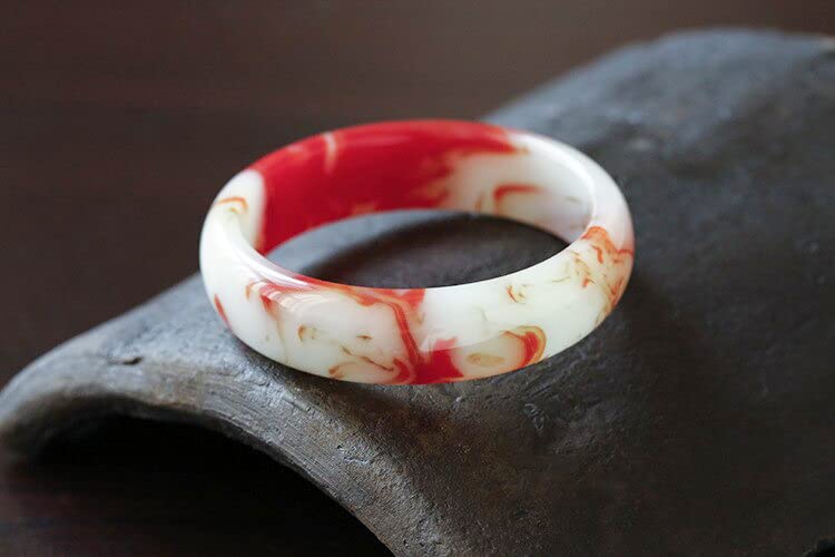 Natural Gobi Chicken Blood Jade Bangle, Protection Gemstone Brings Good Luck and Fortune, Crystal Bracelet, Jewelry Accessories (Red, 64-66mm)