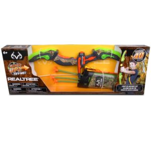 nkok realtree: light-up archery set 24.5" - green -with quiver, #25020, arrows can shoot up to 40 feet, includes 3 arrows & target, lights up & flashing patterns, officially licensed, for kids ages 6+