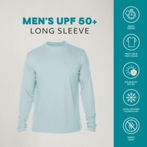 Vapor Apparel Men's Mountain Ski Club Solar Outdoor UPF 50+ Long Sleeve T-Shirt, UV Sun Protection for Fishing, Running, Hiking, Arctic Blue, Medium