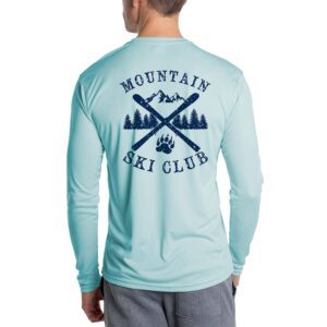 Vapor Apparel Men's Mountain Ski Club Solar Outdoor UPF 50+ Long Sleeve T-Shirt, UV Sun Protection for Fishing, Running, Hiking, Arctic Blue, Medium