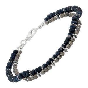 silpada 'unique' sterling silver jade and hematite bead bracelet, 7.5"