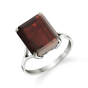 Galaxy Gold GG 925 Sterling Silver Ring with Natural Octagon-shaped Garnet - Size 6.5