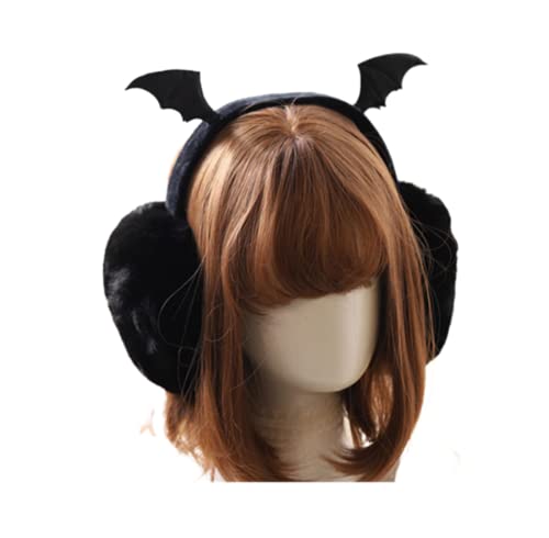 Kawaii Cute bat wing Ear muffs Faux Fur Warm Earmuffs Cute Outdoor Ear Warmers Black Women Girls Christmas Party Halloween (bat wing earmuff black)