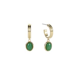 moonffay 18k gold dangle earrings for women fashion natural green jade stone oval earrings jewelry wedding guest crystla formal earrings