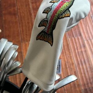 Rainbow Trout Sunfish Leather Driver Golf Club Headcover Hand Embroidered