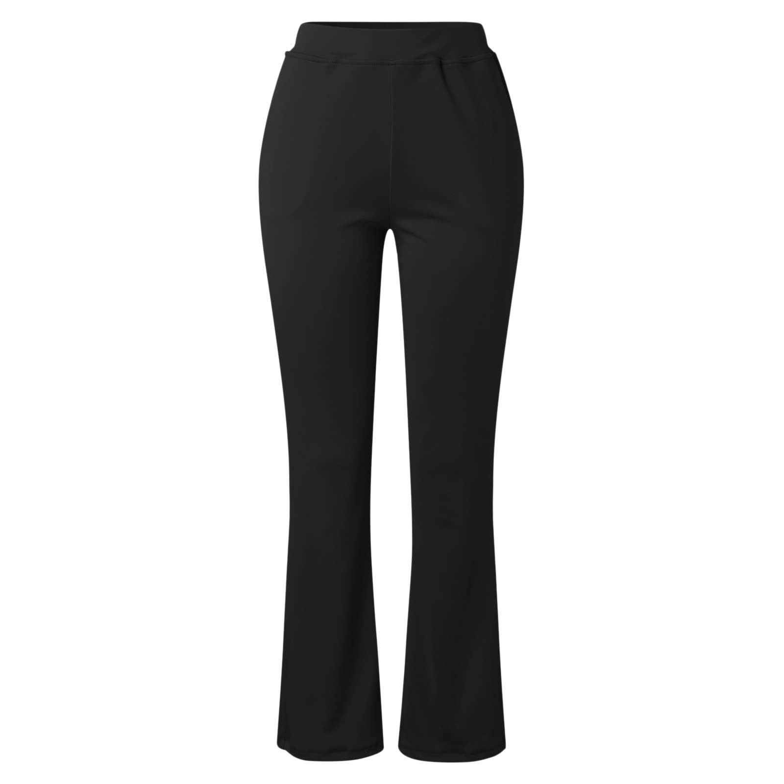 Angxiwan Women's Yoga Pants High Waisted Athletic Workout Solid Bootcut Tummy Control Leggings with Pockets Work Pants Black