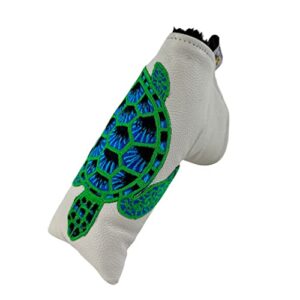 Turtle Hand Embroidered Blade Putter Golf Club Leather Headcover Sunfish