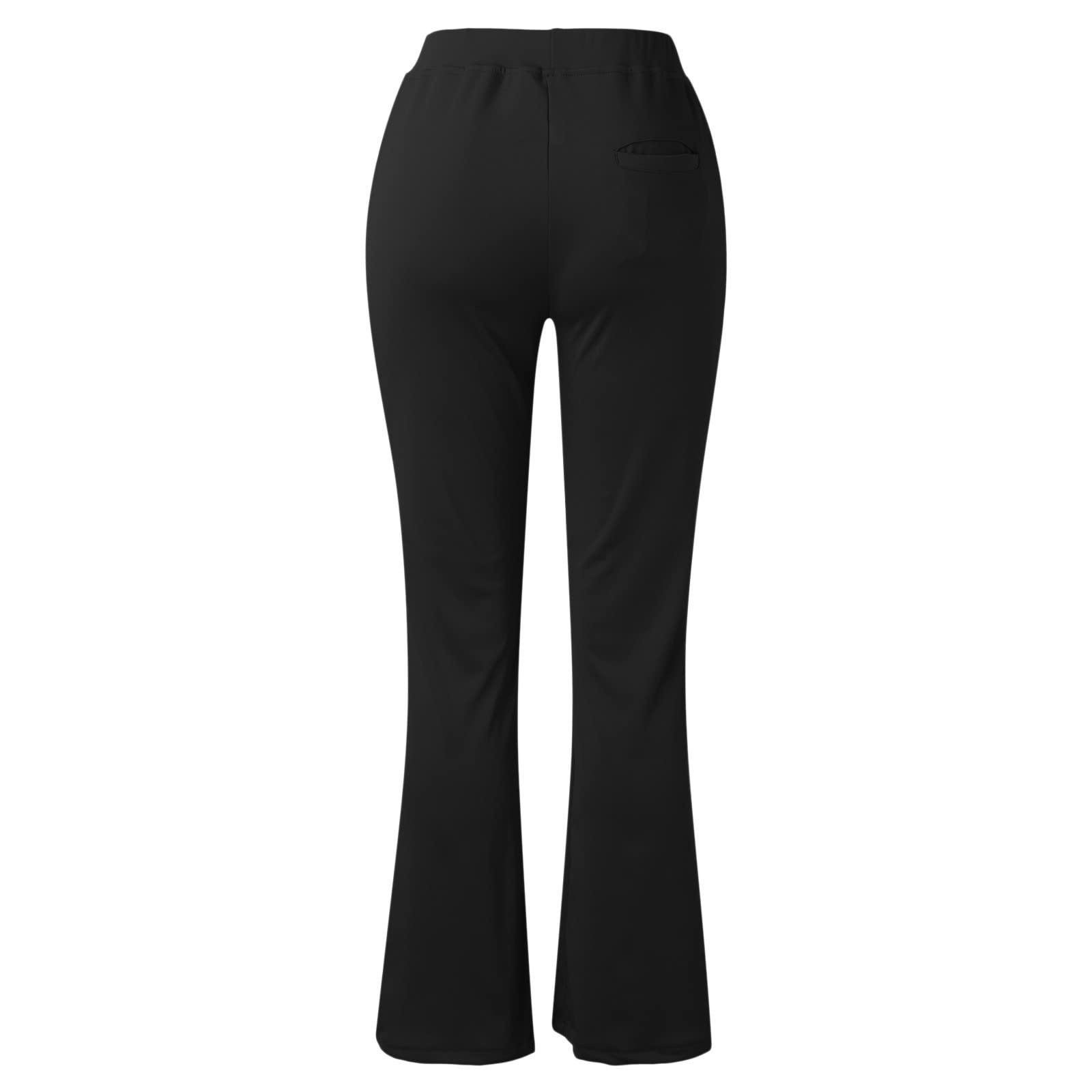 Angxiwan Women's Yoga Pants High Waisted Athletic Workout Solid Bootcut Tummy Control Leggings with Pockets Work Pants Black