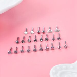 Kridzisw 18G Nose Rings Studs Piercing Jewelry for Women Stainless Surgical Steel Diamond Hypoallergenic Straight Stud Nose Nostril Ring Pin Bone Piercing Jewelry Pack Set for Women Men CZ Silver 3mm