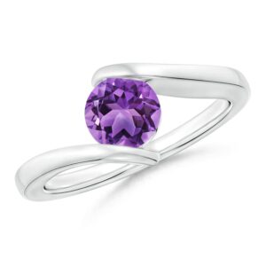 angara natural 0.45 ct amethyst classic ring for women in sterling silver (grade-aa | size-5mm) | february birthstone, birthday, engagement, anniversary jewelry gift for women