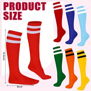 Unittype 6 Pair Rainbow Striped Knee High Socks for Women Long Socks Tube Socks Roller Skate Socks Gift