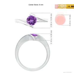 Angara Natural 0.45 Ct Amethyst Classic Ring for Women in Sterling Silver (Grade-AA | Size-5mm) | February Birthstone, Birthday, Engagement, Anniversary Jewelry Gift For Women