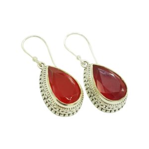 natural orange carnelian gemstone 925 sterling silver bezel setting elegant & eye catching dangle earrings