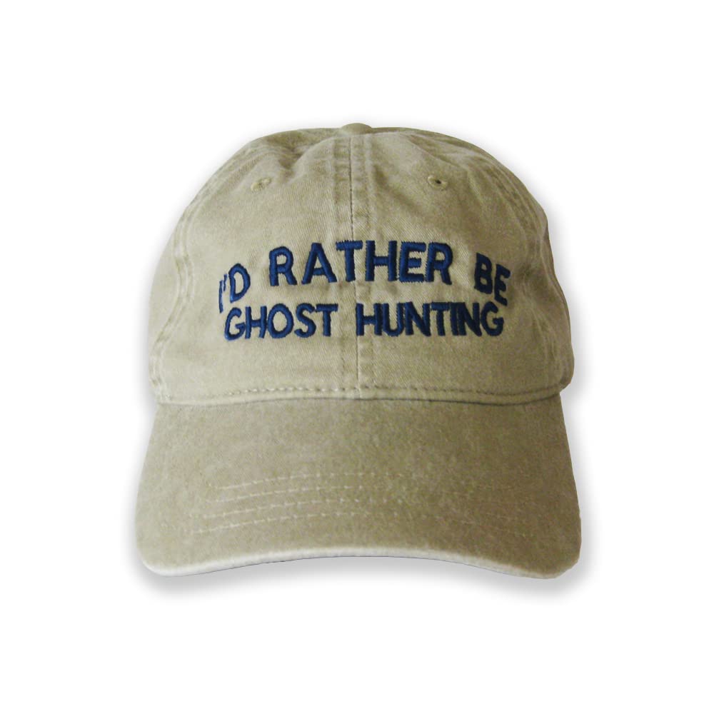 I'd Rather be Ghost Hunting Cap hat dad Cap dad hat Embroidered hat Trendy Cap Halloween Cap (Khaki)