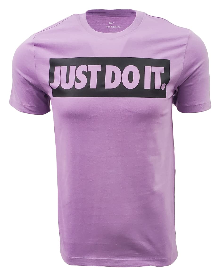 Nike Mens Just Do It Box Crewneck T-Shirt (XX-Large, Light Purple/Black)