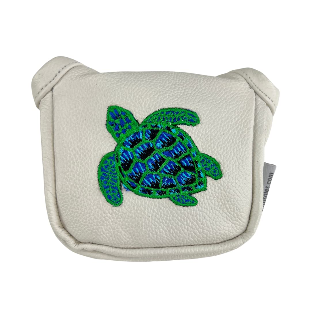 Turtle Hand Embroidered Sunfish Leather Golf Mallet Putter Headcover