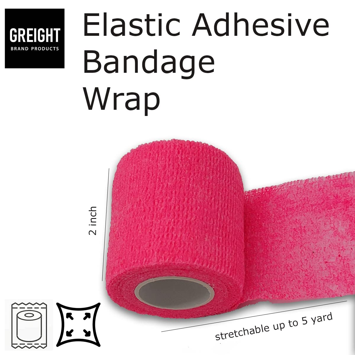 Self Adhesive Bandage Wrap 2 Inch x 5 Yards - Breathable Athletic Cohesive Bandage for Sports Injury, Ankle, Knee and Wrist Sprains (Pack of 6, Neon Rainbow)