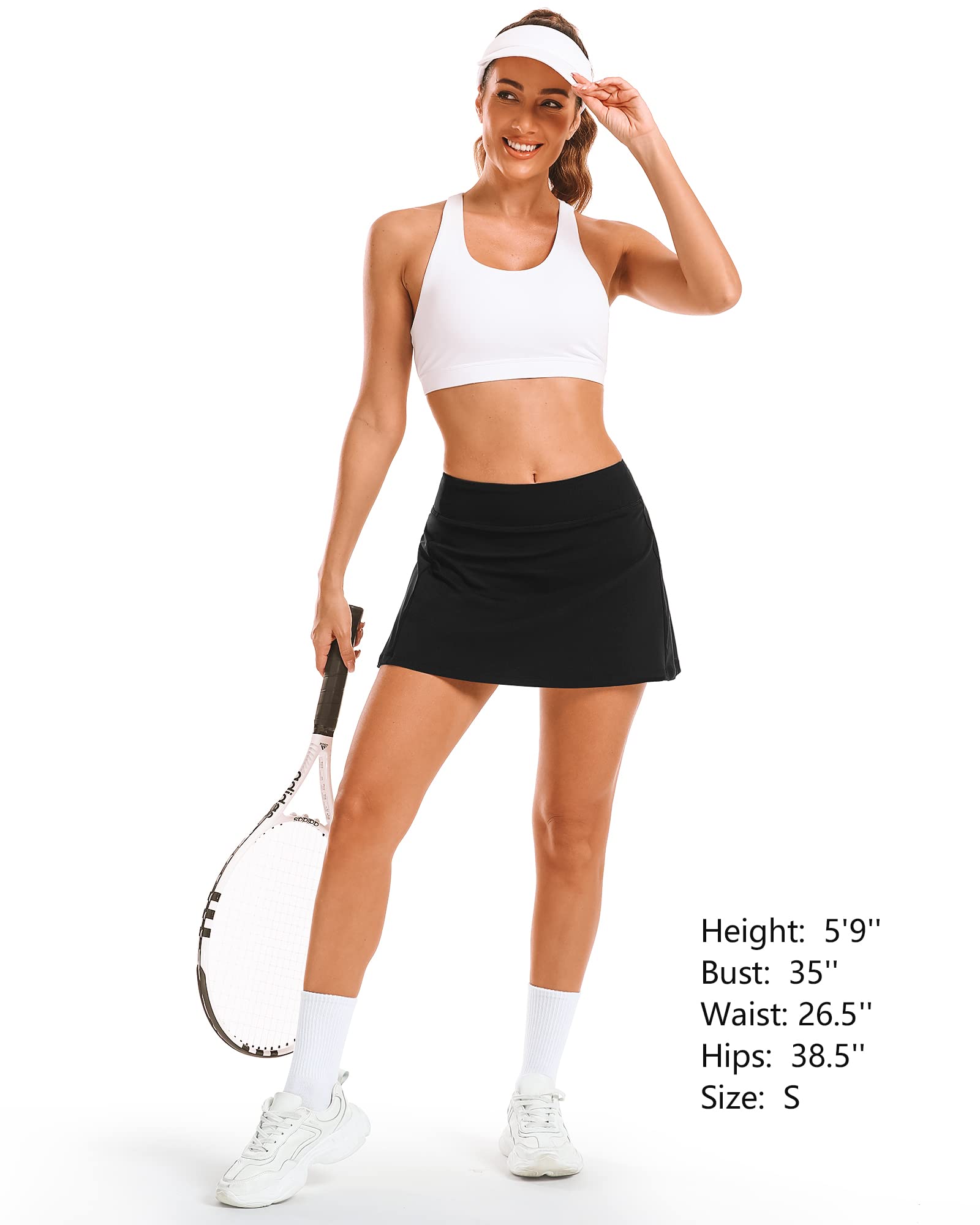 Stelle Women Tennis Golf Skirts High Waisted with Inner Shorts for Athletic Workout Sports Skorts Running Pickleball(BK,S) Black