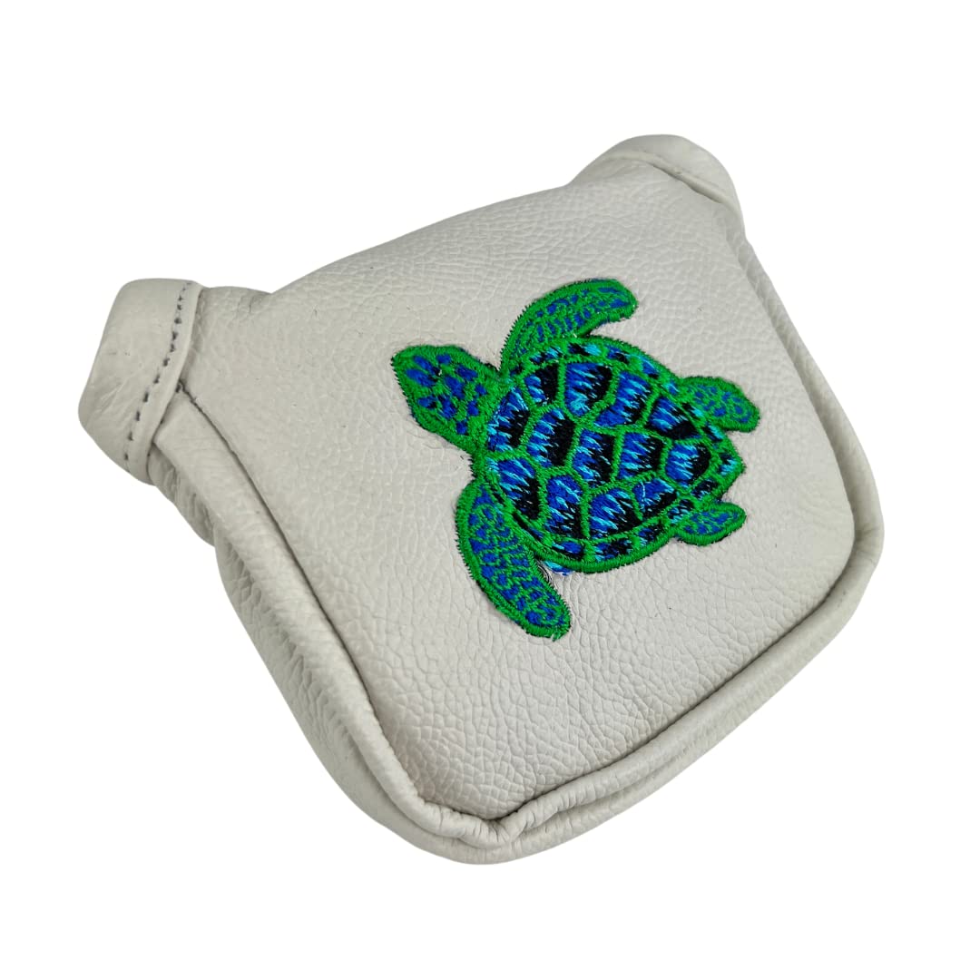 Turtle Hand Embroidered Sunfish Leather Golf Mallet Putter Headcover