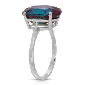 Galaxy Gold GG 925 Sterling Silver Oval Shape 6.25 CTW Ring with Grown Genuine Alexandrite Color Changing (7.0)