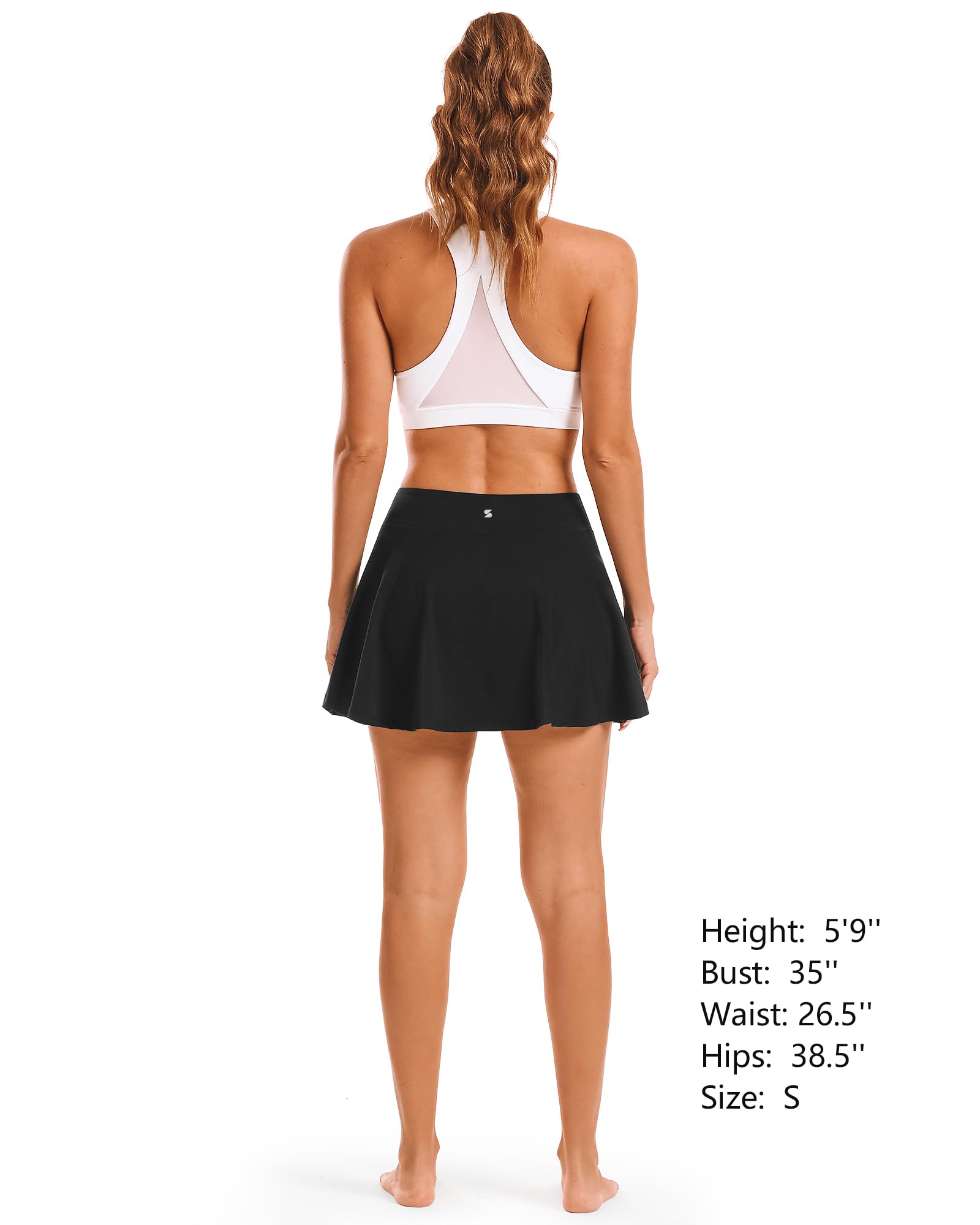 Stelle Women Tennis Golf Skirts High Waisted with Inner Shorts for Athletic Workout Sports Skorts Running Pickleball(BK,S) Black